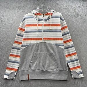 Ampersand Avenue Womens Sweatshirt Blue Red Striped Half Zip Oceanside Size 2XL